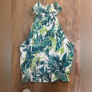 Green and White Halter Ruffled Tank Top